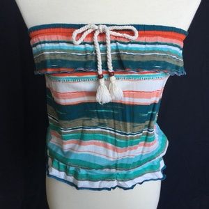 Arizona Jean Strapless Multi-colored striped top
